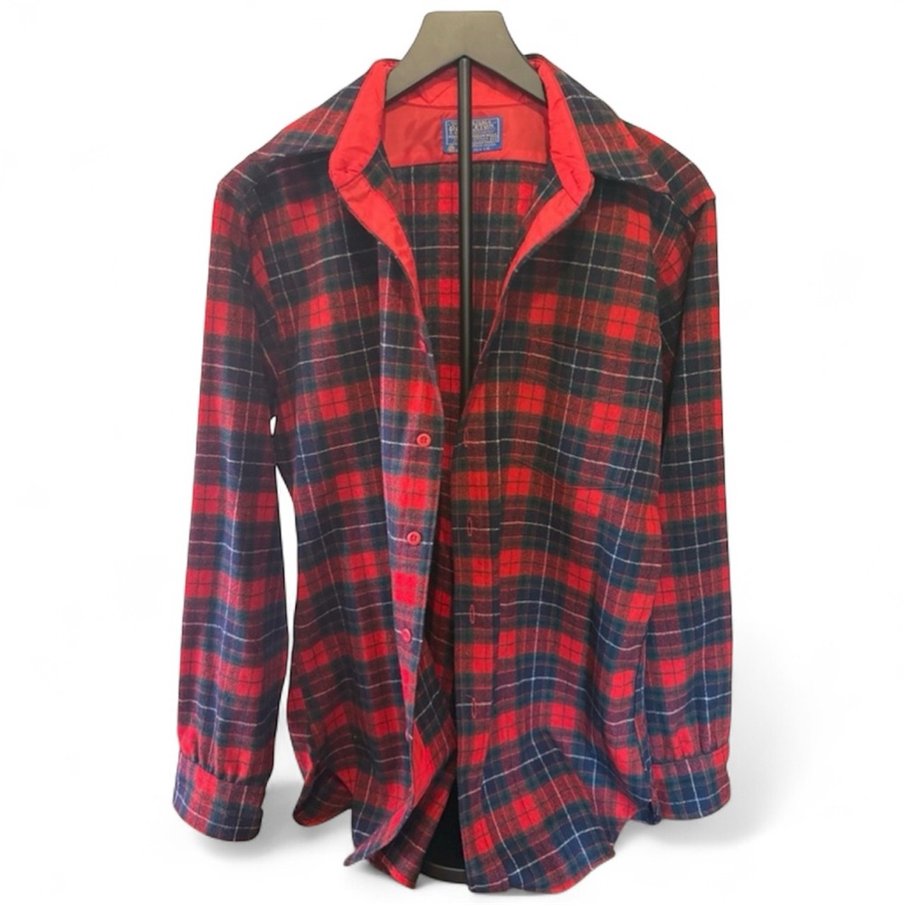 NWOT Vintage Pendleton Red, Black, Green, Blue Plaid Wool Shirt